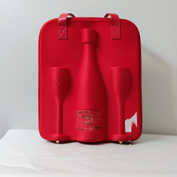 Piper Heidsieck Champagne Hard Shell Bottle & 2 Glasses Red Travel Case France - Picture 4 of 8